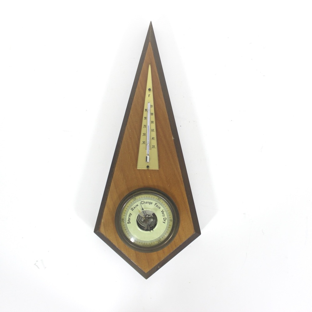 Vintage German Barometer for Wall Wood, Some Patina Weather Station
